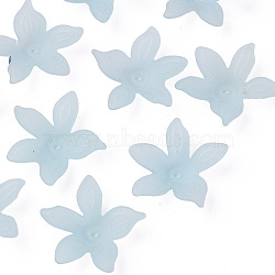 Transparent Acrylic Beads, Frosted, Flower, Light Blue, 26x27x6mm, Hole: 1.8mm, about 980pcs/500g(MACR-S373-127-D02)