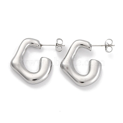 Non-Tarnish 304 Stainless Steel Stud Earrings, Stainless Steel Color, 24.5x20.5mm(EJEW-H013-24P)