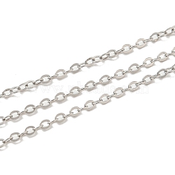 Rhodium Plated 925 Sterling Silver Flat Cable Chains, Soldered, Platinum, Link:2.5x2x0.5mm(STER-F052-04P-04)