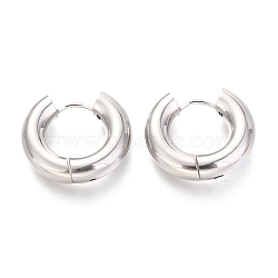 Tarnish Resistant 202 Stainless Steel Huggie Hoop Earrings, Hypoallergenic Earrings, with 316 Surgical Stainless Steel Pin, Ring, Stainless Steel Color, 4 Gauge, 18.5x21x5mm, Pin: 1mm(EJEW-O087-08D-P)