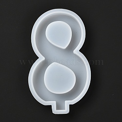 DIY Candle Silicone Molds Making, for UV Resin, Epoxy Resin Jewelry Making, Number, White, 13.5x8x1.3cm(DIY-F065-14H)