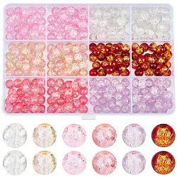 300Pcs 6 Colors Spray Painted Crackle Glass Beads, Round, Mixed Color, 8~8.5mm, Hole: 1~1.6mm, 50pcs/color(CCG-PA0001-02)