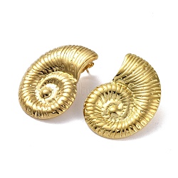 304 Stainless Steel Stud Earrings, Shell, Golden, 30x23mm(EJEW-M250-02A-G)