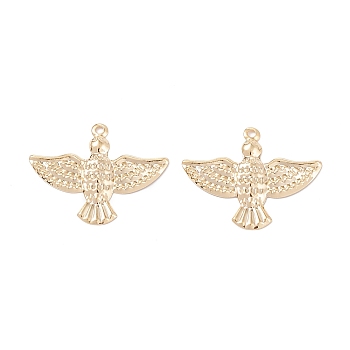 Brass Pendants, Long-Lasting Plated, Bird, Real 24K Gold Plated, 20x25x1.5mm, Hole: 1.4mm