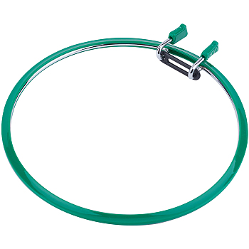 Iron Embroidery Hoops, Embroidery Frames, with Plastic Findings, Green, 225x215x22.5mm, Inner Diameter: 200mm