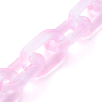 Handmade Transparent Acrylic Cable Chains, Oval, for Jewelry Making, Pink, Link: 31x19x5mm, 39.37 inch(1m)/strand