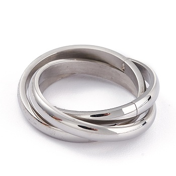 Unisex 304 Stainless Steel Finger Rings, Criss Cross Rings, Stainless Steel Color, Size 6~9, 2.8~7mm, Inner Diameter: 16.5~18.9mm