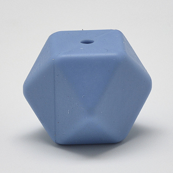 Food Grade Eco-Friendly Silicone Beads, Chewing Beads For Teethers, DIY Nursing Necklaces Making, Faceted Cube, Cornflower Blue, 14x14x14mm, Hole: 2mm