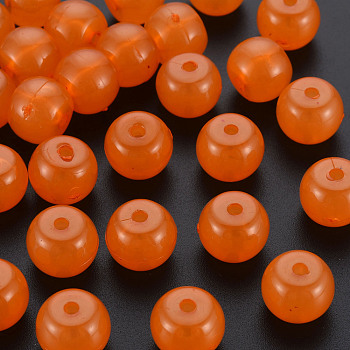 Imitation Jelly Acrylic Beads, Barrel, Dark Orange, 13x10.5mm, Hole: 2.5mm, about 375pcs/500g