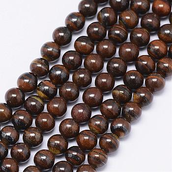 Natural Yellow Tiger Iron Bead Strands, Round , 4mm, Hole: 1mm, about 95pcs/strand, 15.74 inch