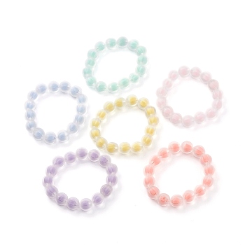 Transparent Acrylic Beads Stretch Bracelet Set for Kids, Bead in Bead, Pumpkin, Mixed Color, 3/8 inch(1.1cm), Inner Diameter: 1-3/4 inch(4.4cm), 6pcs/set