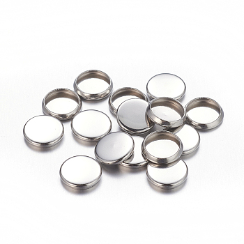 Flat Round 304 Stainless Steel Plain Edge Bezel Cups, Cabochon Settings, Stainless Steel Color, 12x2mm
