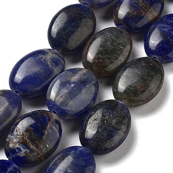 Natural Sodalite Beads Strands, Flat Oval, 18~18.5x13~13.5x6~6.5mm, Hole: 1.2mm, about 11pcs/strand, 7.76 inch(19.7cm)