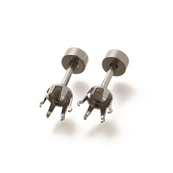 304 Stainless Steel Stud Earring Findings, Stainless Steel Color, Tray: 4mm, 13x5mm, Pin: 1mm