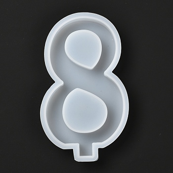 DIY Candle Silicone Molds Making, for UV Resin, Epoxy Resin Jewelry Making, Number, White, 13.5x8x1.3cm