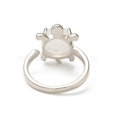 Natural Quartz Crystal Turtle Open Cuff Ring(RJEW-P082-01P-27)-3