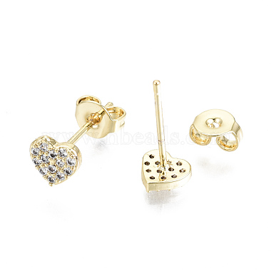 Brass Micro Pave Clear Cubic Zirconia Stud Earrings(EJEW-T046-26G-NF)-3