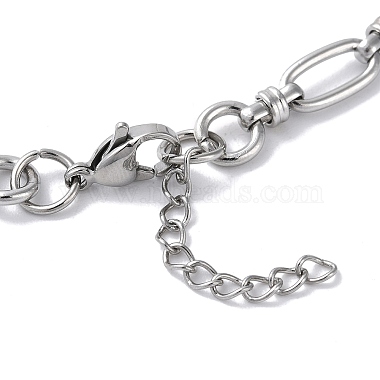 304 pulseras de cadena de eslabones de anillo y ovaladas de acero inoxidable para mujer(BJEW-D028-01P)-3