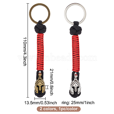 2Pcs 2 Colors Handmade Spartan Nylon Parachute Cord Keychain for Men(KEYC-DR0001-13)-2