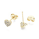 Brass Micro Pave Clear Cubic Zirconia Stud Earrings(EJEW-T046-26G-NF)-3