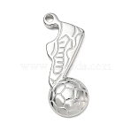 304 Stainless Steel Pendants, Football with Soccer Shoe Charms, Stainless Steel Color, 29.5x12.5x3.5mm, Hole: 2.5mm(SA-CBA1975-03P-01)