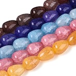 Baking Paint Crackle Glass Beads Strands, Teardrop, Mixed Color, 13~13.5x9.5~10mm, Hole: 1.2~1.4mm, about 54~60pcs/strand, 28.35~30.71 inch(72~78cm)(DGLA-N019-03A-M)