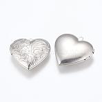 Tarnish Resistant 316 Stainless Steel Locket Pendants, Photo Frame Charms for Necklaces, Heart, Stainless Steel Color, 29x29x7mm, Hole: 2mm, Inner Size: 16.5x21.5mm(STAS-G146-14P)