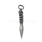 316 Surgical Stainless Steel Pendants, with Jump Ring, Vajra with Snake Charm, Antique Silver, 51x9x7mm, Hole: 6.5mm(STAS-E212-49AS)