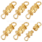 50Pcs Brass Screw Clasps, Real 18K Gold Plated, 14x4mm, Hole: 3x2mm(KK-BBC0018-50G)
