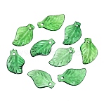 Transparent Acrylic Pendants, Leaf, Dark Green, 20x13x4mm, Hole: 2mm, about 1660pcs/500g(TACR-436-17)