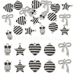 20Pcs 5 Styles Alloy Enamel Rhinestone Pendants, Platinum, Mixed Shapes, 17~22.5x10.5~19.5x2~3.5mm, Hole: 1.6~2mm, 4pcs/style(ALRI-TA0001-47)