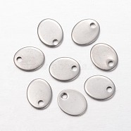 304 Stainless Steel Charms, Stamping Blank Tag, Oval, Stainless Steel Color, 9x7x1mm, Hole: 1mm(STAS-F035-01)