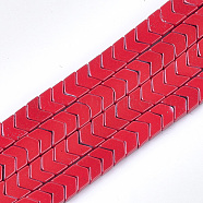 Spray Painted Non-magnetic Synthetic Hematite Beads Strands, Arrow/Chevron, Red, 5.5x6x2mm, Hole: 0.7mm, about 107pcs/strand, 16.1 inch(X-G-T124-06C)