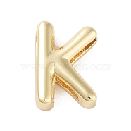 Rack Plating Brass Beads, Cadmium Free & Lead Free, Long-Lasting Plated, Real 18K Gold Plated, Letter K, 14.3x10x4.5mm, Hole: 1.5x10.5mm(KK-A208-10K)