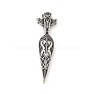 304 Stainless Steel Pendants, Odin's Spear, Antique Silver, 69x20x9mm, Hole: 5.5mm(STAS-P309-21AS)