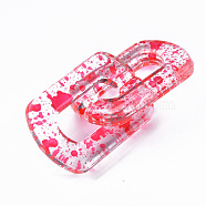 Transparent Acrylic Linking Rings, Quick Link Connectors, for Cable Chains Making, Twist Oval, Red, 30.5x20.5x4mm, Inner Diameter: 8x18mm(OACR-N009-017A-14)