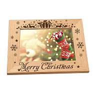 Christmas Theme Rectangle Wooden Photo Frames, with PVC Clear Film Windows, for Pictures Wall Decor Accessories, Saddle Brown, 168x218mm(AJEW-WH0292-008)