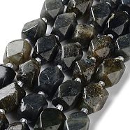 Natural Larvikite Beads Strands, with Seed Beads, Faceted, Rhombus, 17~21x13~16x12~15mm, Hole: 1.2~1.4mm, about 18~19pcs/strand, 15.35~15.79 inch(39~40.1cm)(G-C182-17-02)