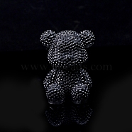 Bear Resin with Natural Obsidian Chips Inside Display Decorations, Figurine Home Decoration, 70x65x90mm(PW-WG35709-01)