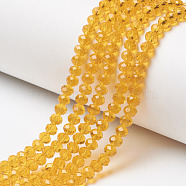 Glass Beads Strands, Faceted, Rondelle, Orange, 10x8mm, Hole: 1mm, about 65~66pcs/strand, 20.8~21.2 inch(53~54cm)(EGLA-A034-T10mm-D17)