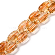 Natural Citrine Beads Strands, Barrel, with Seed Beads, 10~12x7mm, Hole: 1mm, about 28pcs/strand, 15.55 inch(39.5cm)(G-L610-C02-02)