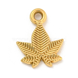 Ion Plating(IP) 304 Stainless Steel Pendants, Maple Leaf Charm, Real 18K Gold Plated, 20x15x2.5mm, Hole: 2.1mm(STAS-N103-142G)