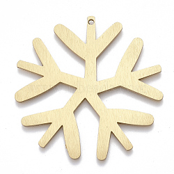 Aluminium Pendants, Laser Cut Pendants, Snowflake, Golden, 49.5x49x1mm, Hole: 2mm(ALUM-T001-104G)