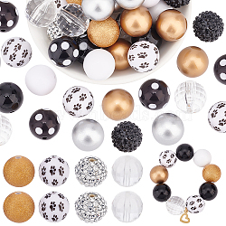 Elite 1 Set Mixed Style Acrylic Round Beads Sets, Black, 19~20mm, Hole: 2mm, about 50pcs/bag(SACR-PH0001-52D)