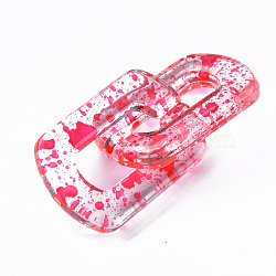 Transparent Acrylic Linking Rings, Quick Link Connectors, for Cable Chains Making, Twist Oval, Red, 30.5x20.5x4mm, Inner Diameter: 8x18mm(OACR-N009-017A-14)
