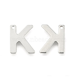 Tarnish Resistant 304 Stainless Steel Letter Charms, Letter.K, 11x9x0.5mm, Hole: 1mm(X-STAS-O072-K)