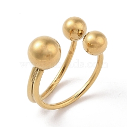 Ion Plating(IP) 304 Stainless Steel Round Cuff Rings for Women, Real 18K Gold Plated, Inner Diameter: 17mm(RJEW-G315-05G)