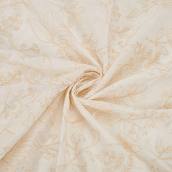 Flower Pattern Embroidery Cotton Fabric, for Clothing Accessories, Seashell Color, 150cm(DIY-WH0580-48)