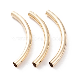 Brass Tube Beads, Long-Lasting Plated, Curved Beads, Tube, Real 24K Gold Plated, 54x5mm, Hole: 4mm(KK-Y003-88C-G)