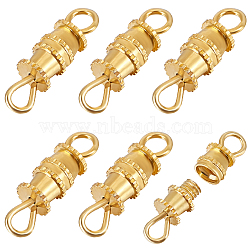 50Pcs Brass Screw Clasps, Real 18K Gold Plated, 14x4mm, Hole: 3x2mm(KK-BBC0018-50G)